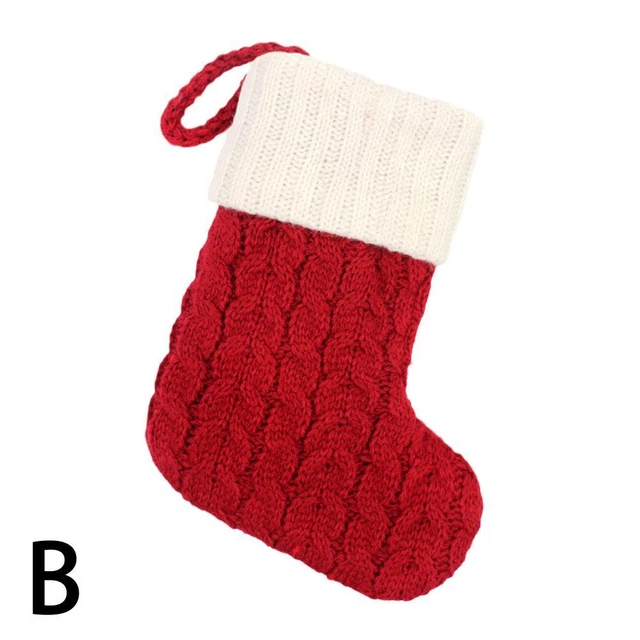 UNPATTERNED Christmas Socks Knitting Snowflake Letter Stocking Christmas De E C9