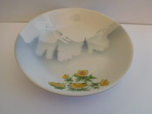 Railroad-Great Northern Railway Bowl In The Mountain & Flower Pattern Back Stamp