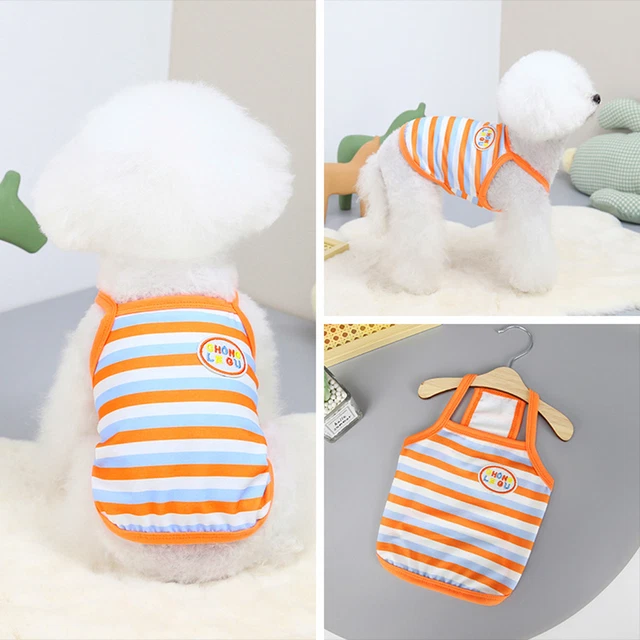 Pet Vest Nice-looking Ornamental Contrasting Stripes Pet Vest Compact