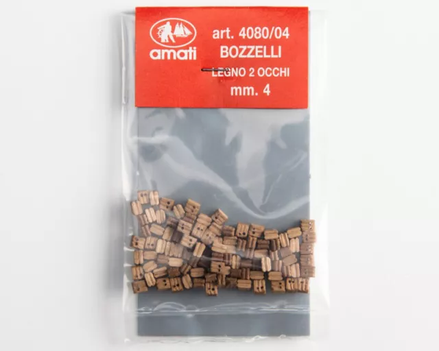 Bozzelli in legno noce 4 mm 2 fori (100 pz) AM4080-04 - amati modellismo