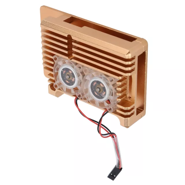 Cooling Case Heat Dissipation Enclosure W/Fan For Raspberry Pi 4 B Model Gold♡