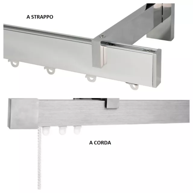 tendaggimania Bastone tenda onda moderno - Binario per tende a onda  soffitto e parete -Terminali e Tappi inclusi- Zineffa per tenda Con corda o