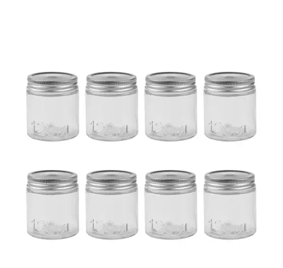 8x Clear Round Glass Jars Lid Spice Herb Seasoning Condiment Storage Container