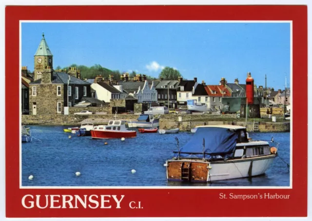 1980s Dennis Postcard Boats Moored at St Sampson Harbour Guernsey Unposted