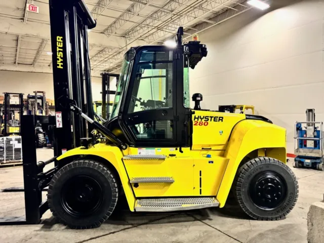2019 Hyster H280HD 28000 LB 2 Stage Mast Enclosed Cab Forklift with 60" Forks