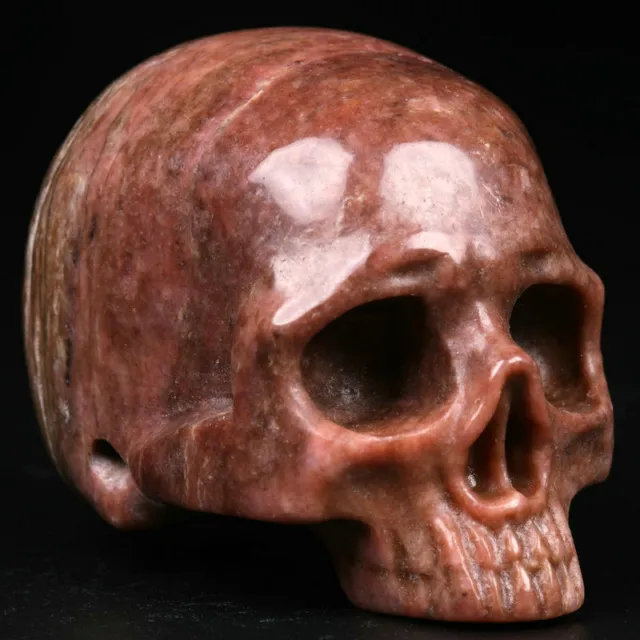 1.9" Pink Rhodonite Carved Crystal Skull, Realistic, Crystal Healing