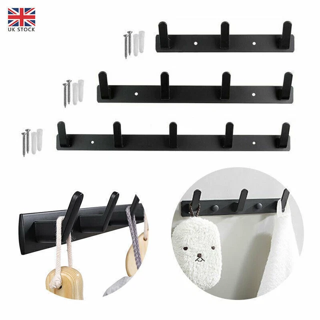 2Pcs 3-5 Hooks Aluminum Coat Clothes Door Holder Rack Hook Wall Mounted Hanger
