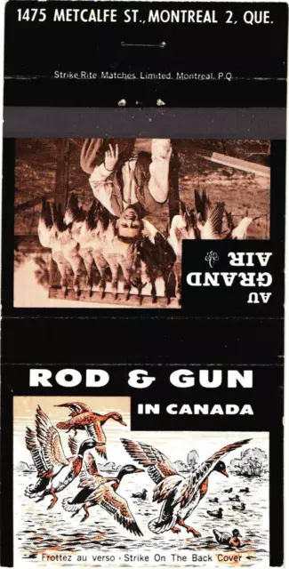 Montreal Quebec Canada Rod & Gun In Canada Vintage Matchbook Cover