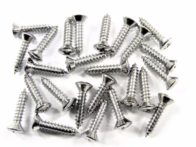 Ford Chrome Trim Screws- #8 x 3/4" Phillips Oval Head- #8 Head- 25 screws- #291