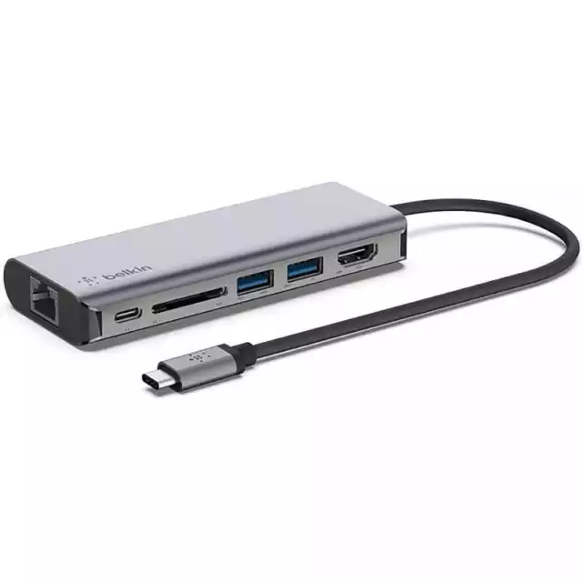 Hub USB-C 6in1 Multiport Adapter 100W Belkin Schnellladenadapter