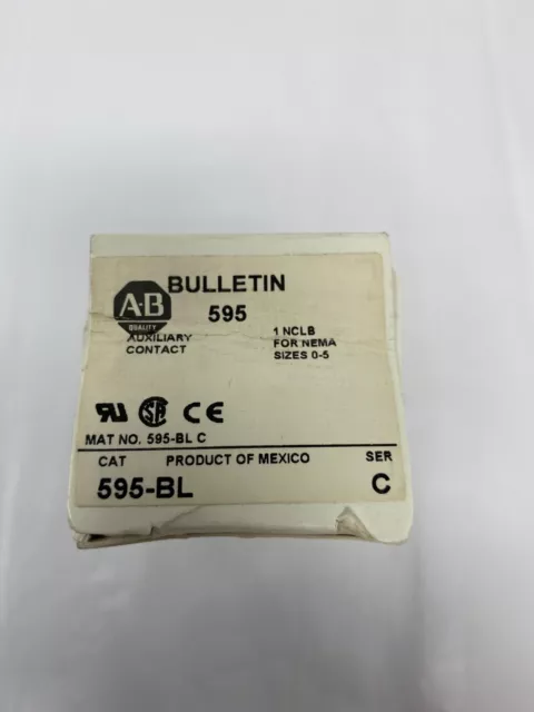 Allen-Bradley 595-BL Auxiliary Contact NEMA Size 0-5 Used w/500 Line Contactors