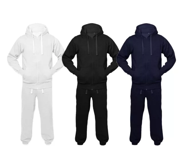 Boys & Girls Kids Tracksuit P.E School Hooded Jogging Plain Hoodie with Trousers