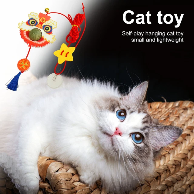 Engaging Indoor Cat Toy Elastic Rope Chinese New Year Dancing Lion Swing