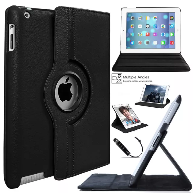 Tempered Glass + Rotating Leather Case for Apple iPad 6th Generation 9.7" 2018