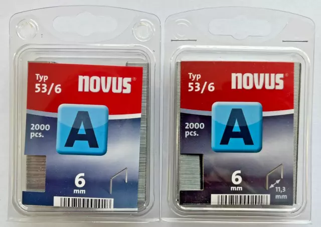 2x 2000 Tackerklammern Novus Typ A 53 6 x 11,3 mm 6mm Heftklammer # 042-0355
