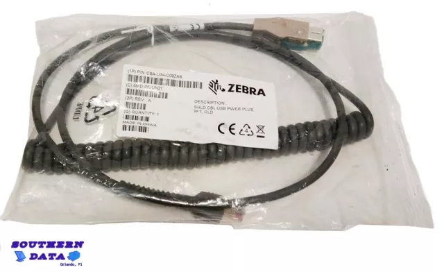 Zebra Shielded 9Ft USB Coiled Cable CBA-U34-C09ZAR