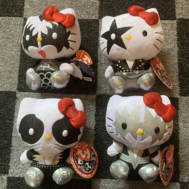 FULL SET Ty Hello Kitty  Kiss Beanie plush 6" Criss Simmons  Stanley Thayer MWT