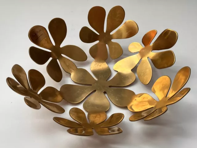 IKEA Stockholm Gold Tone Brass 9.5” Floral Bowl, Monija Mulder, Holiday Decor