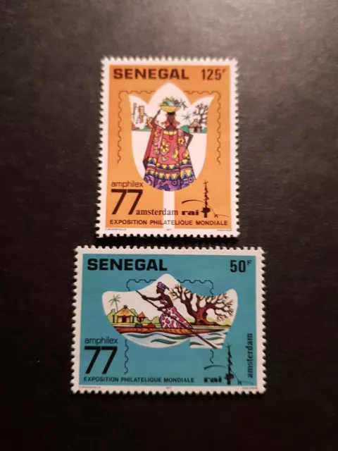 Briefmarke Afrika Senegal Amphilex 77 N° 466/467 Neu Luxus MNH 1977