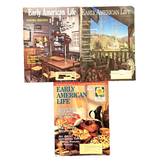 EARLY AMERICAN LIFE Magazine Lot of 3 Issues 1990's History Antiques