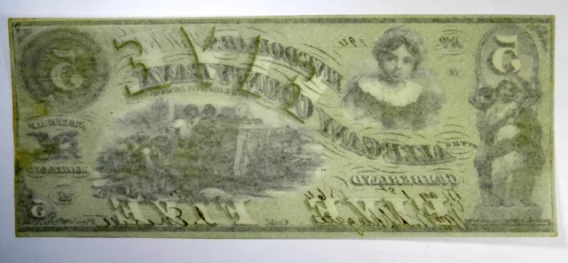 1864 $5 Allegany County Bank Cumberland Maryland Obsolete ~ Choice Unc! Sn#194 2