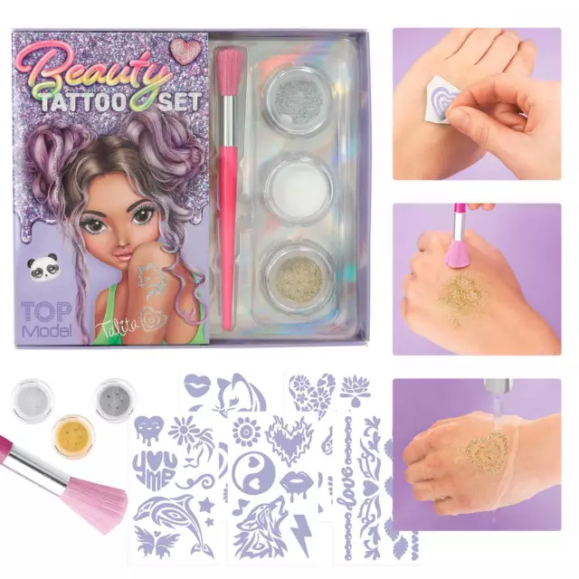TOP model 32 glitter tattoos in set with powder in set BEAUTY and ME - for girls