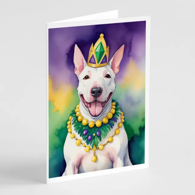 English Bull Terrier King of Mardi Gras Cards Envelopes Pack of 8 DAC4782GCA7P