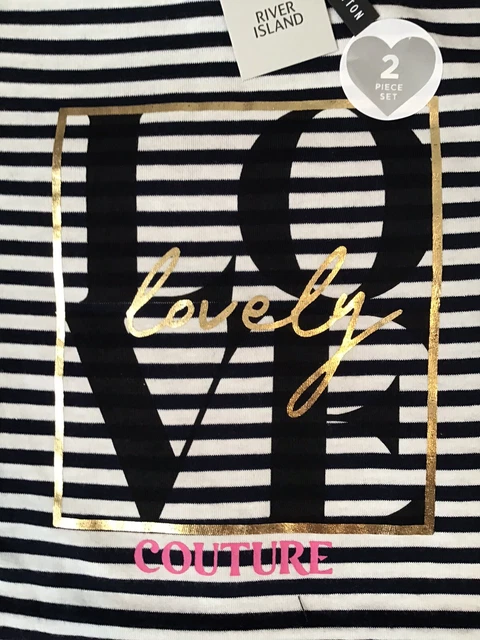 River island mini girls aged 2-3 Years navy blue icon T-shirt set BNWT 5