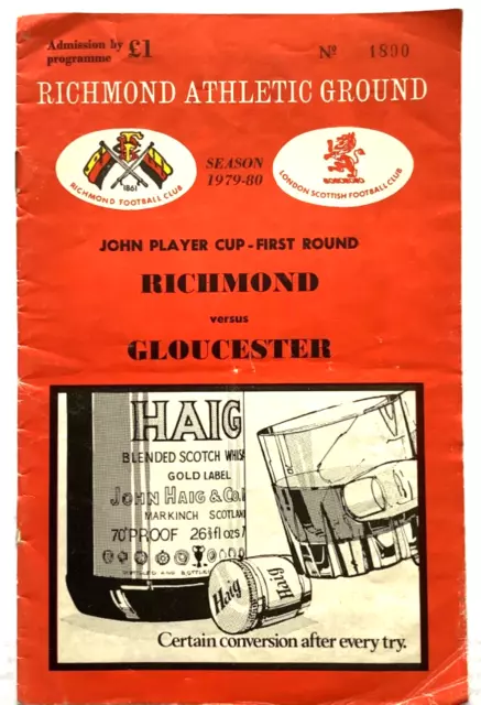 1979 RICHMOND v GLOUCESTER programme - John Player Cup 1st Round