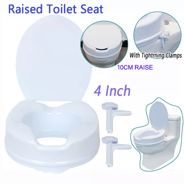 10cm Raised Elevated Toilet Seat With Lid Rise Portable Home Aid Safety Riser