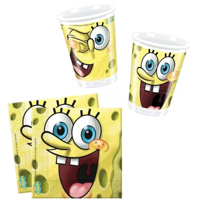 Spongebob Squarepants Tableware Party Pack - 20 Cups and 20 Napkins