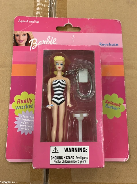 Barbie Keychain Blonde Hair Black and White Swimsuit Basic Fun 2002 - New