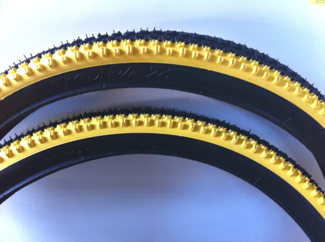 2Pcs Bicycle Tires 26" X 2.10 Vee Rubber 2-Tone Yellow Bmx Cycling Bike