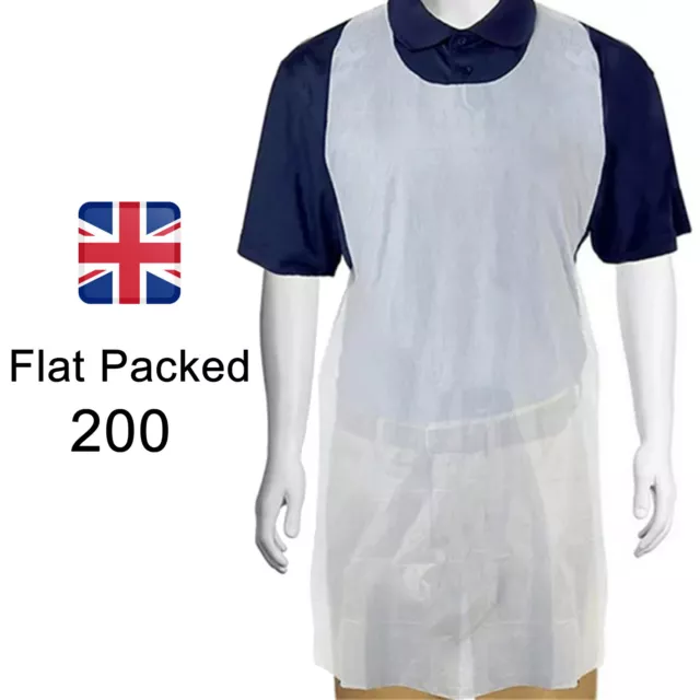 1000 DISPOSABLE PLASTIC PPE APRON WATERPROOF POLYTHENE APRONS ECO FLAT PACK  UK
