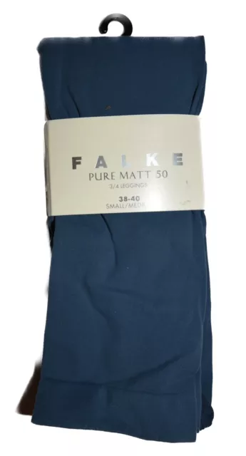 Falke NEU Gr.38-40 Capri-Leggings Stahlblau Pure Matt 50