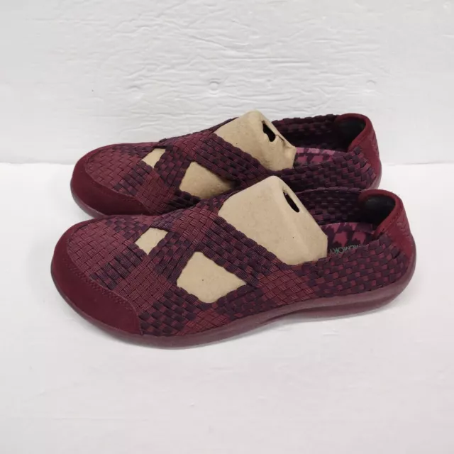 Skechers Savor Entice Woven Relaxed Fit Slip On Shoes Burgundy 48979 Womens Sz 9