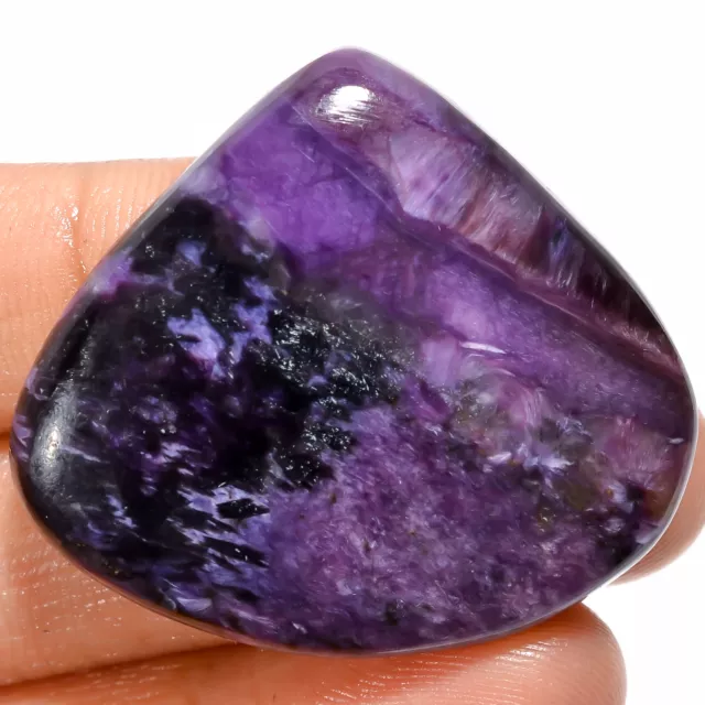 100% Natural Charoite Heart Shape Cabochon Gemstone 63 Ct. 34X38X6 mm EE-38010