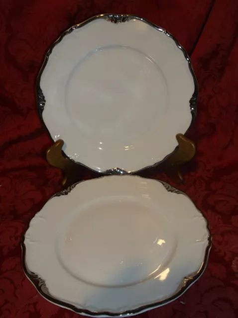 4 Edelstein Bavaria Maria-Theresia "Sheridan" White/ Platinum Band Salad Plates