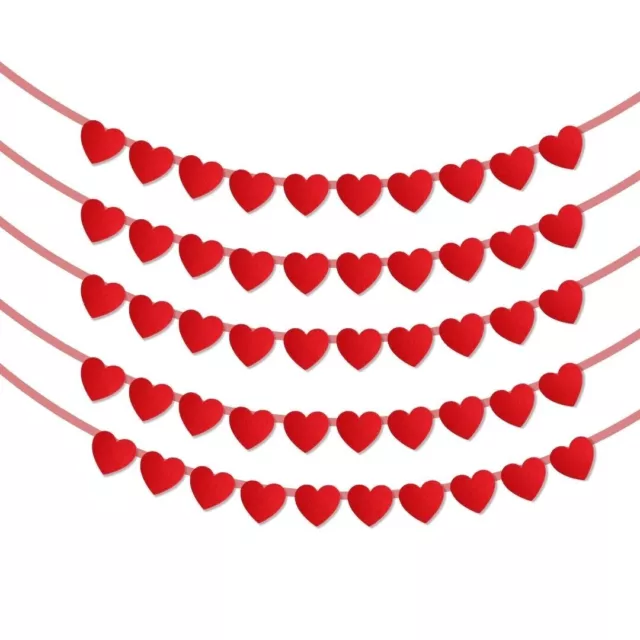 2.5m Red Heart Garland Valentine Day Wedding Birthday Bunting Party Decoration