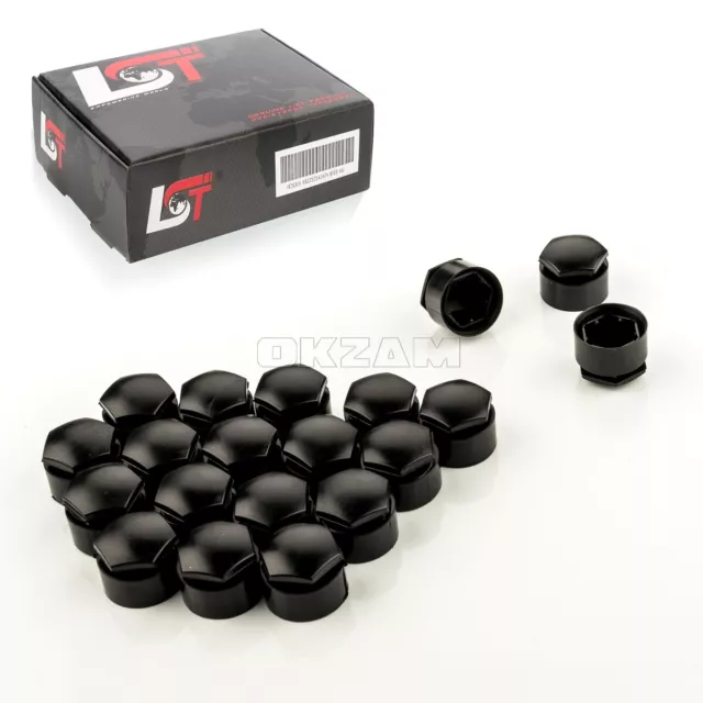 20 x Perno De Rueda De Llantas Caps 17mm Negro Sistema protección antirrobo para