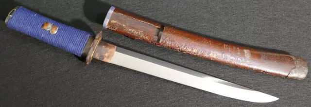 Antique Japanese Shobu-Zukuri Tanto 短刀 Short Sword 'Chestnut Menuki' Edo - Mumei