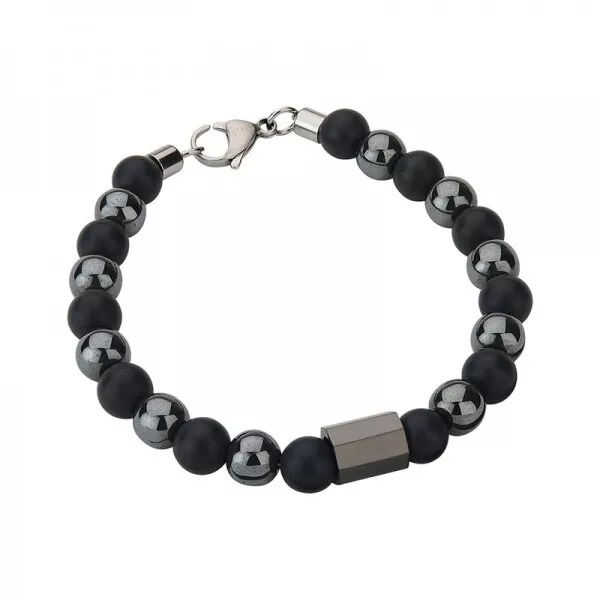 CEM ST9-060B Hematita Pulsera Mujer Acero 21cm Ónix