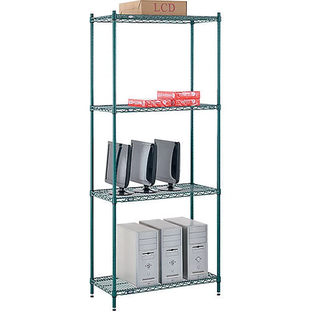 Nexel 4 Tier Wire Shelving Starter 36W" x 12"D x 63"H Green Epoxy Finish