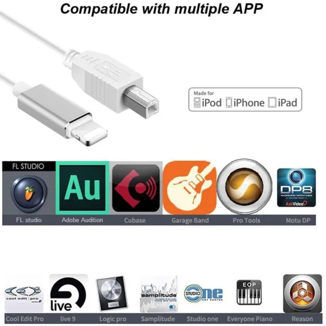 8 Pin to USB 2.0 Cable Type B Connection Converter Adapter Keyboard,Audio USB AU