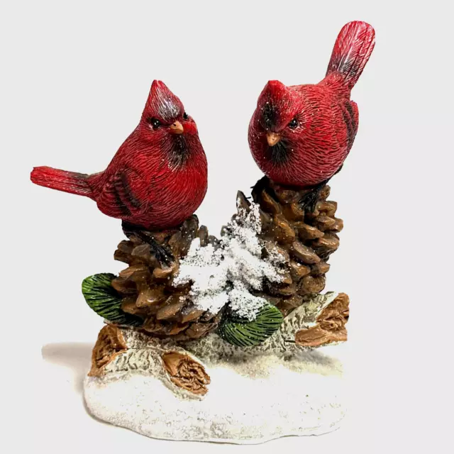 Cardinals on Pinecones Figurine Home Decor Gifts Resin 5.5 in Gerson Style 2