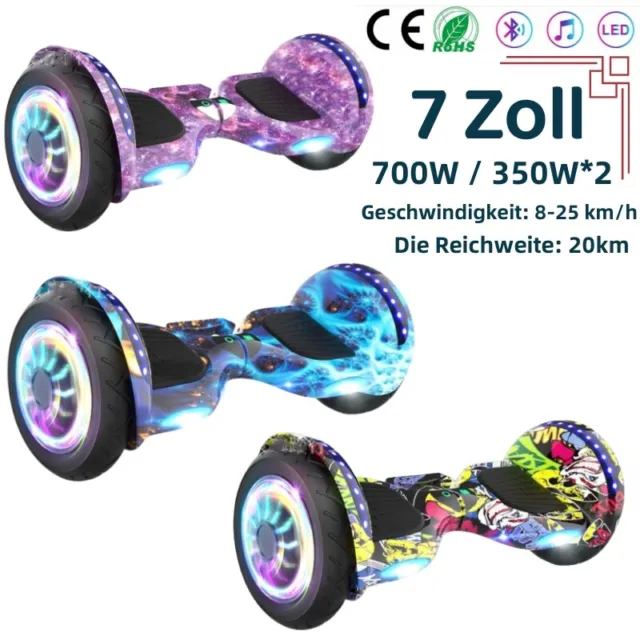 Hoverboard,  Scooter elettrico 7" con Bluetooth, Potente Doppio Motore