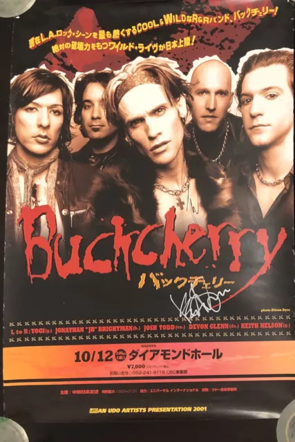 RARE Vintage Buckcherry Autographed 2001 Japanese Tour Concert Poster Josh&Keith