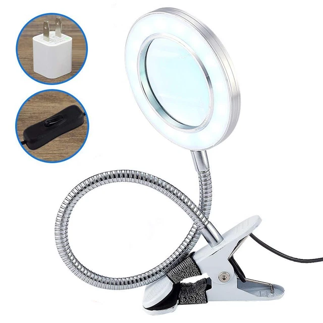 Magnifying Lamp with Clamp, 1.75X Magnifying Glass with Light for Desk,