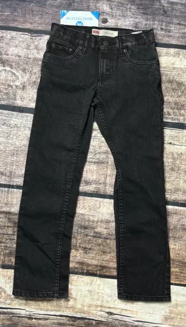 Levis 511 Sz 8 Regular Boys Slim Jeans Black Stretch Adjustable Waist Pants
