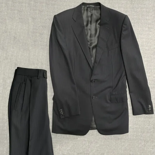 Ermenegildo Zegna Su Misura 15Milmil 15 Gray Blue Striped Wool Mens Suit 42R